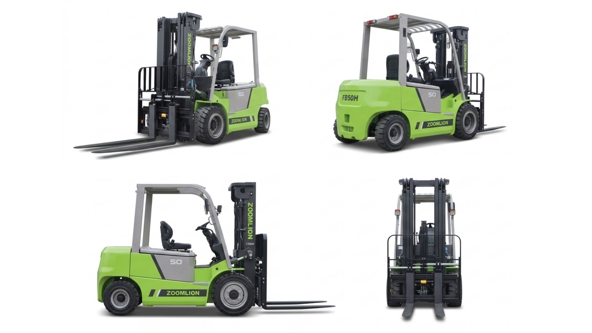 Các góc chụp xe nâng điện lithium 5 tấn Zoomlion FB50H 